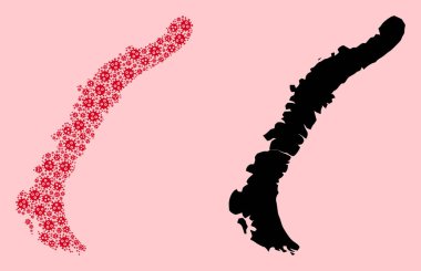 Novaya Zemlya Viral Simgeleri ve Katı Harita Adalarının Vektör Mozaik Haritası