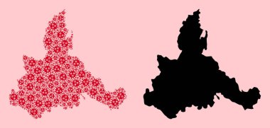 Zaragoza 'nın SARS Virüs Parçaları ve Katı Haritası Vektör Mozaik Haritası