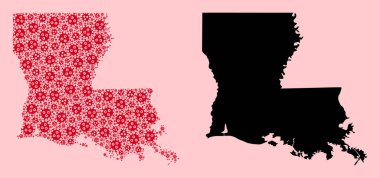 Louisiana Viral Durum ve Solid Haritası Vektör Mozaik Haritası