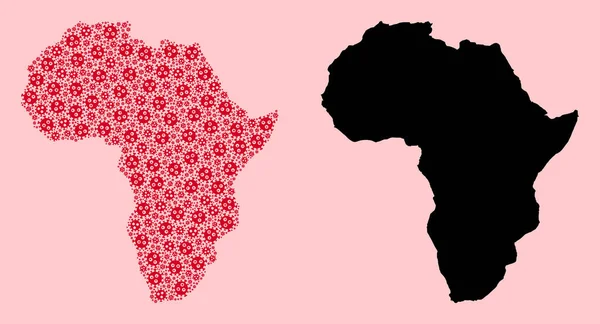 Vector Collage Map of Africa of Covid-2019 Virus Partículas y Mapa Sólido — Vector de stock