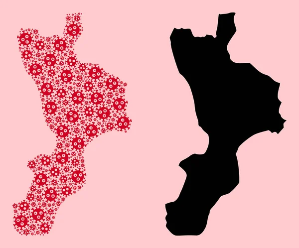 Vektorcollage-Karte der Region Kalabrien aus Virusteilen und solider Karte — Stockvektor