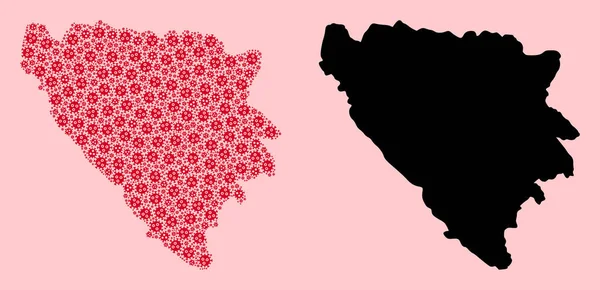 Vektorcollage-Karte von Bosnien und Herzegowina aus Virusteilen und solider Karte — Stockvektor