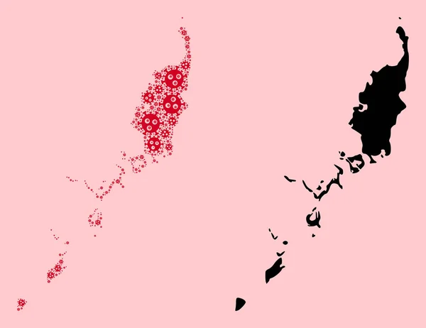 Vector Collage Kaart van Palau eilanden van besmetting Pictogrammen en Solid Map — Stockvector
