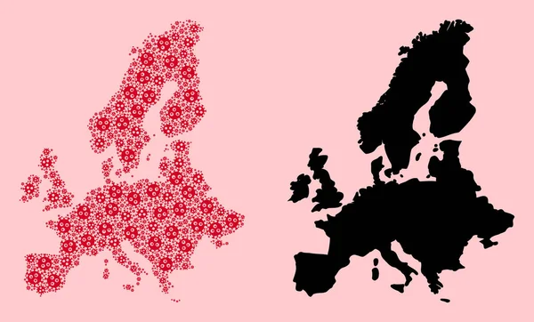 Vektorová koláž Mapa Euro unie infikovaných částic a plná mapa — Stockový vektor