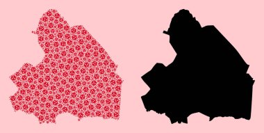 Virüs Parçacıkları ve Solid Haritası 'nın Drenthe Eyaleti Vektör Mozaik Haritası