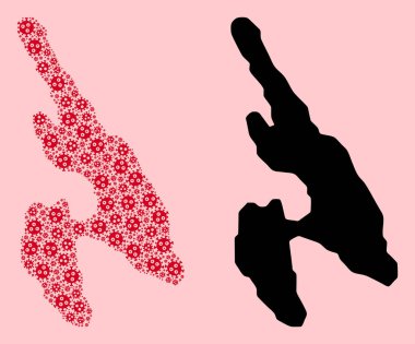 Viral Parçacıkların ve Solid Haritanın Vektör Kolajı Koh Phi Don 'u