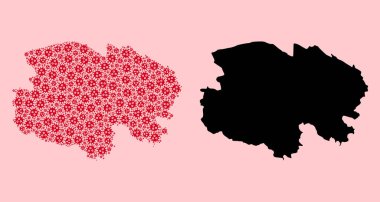 Covid-2019 Virüs Ögeleri ve Katı Harita Qinghai Eyaletinin Vektör Mozaik Haritası