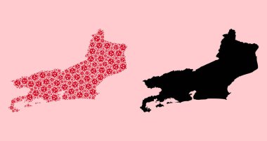 Covid Simgeleri ve Katı Haritanın Piaui Eyaleti Vektör Mozaik Haritası