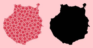 Viral Parçalar ve Katı Harita Gran Kanaryasının Vektör Mozaik Haritası