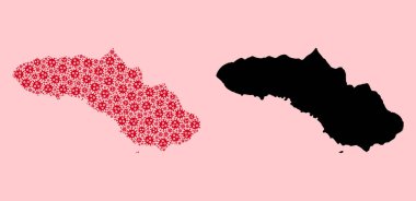 Salgın Parçacıkları ve Solid Harita Sumba Adası Vektör Kolajı Haritası