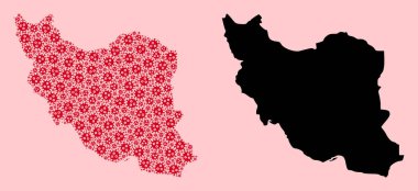 İran 'ın Enfeksiyon Malzemeleri ve Solid Haritası Vektör Mozaik Haritası