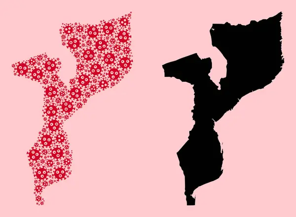 Vektorcollage-Karte von Mosambik mit Ikonen pandemischer Viren und solider Karte — Stockvektor