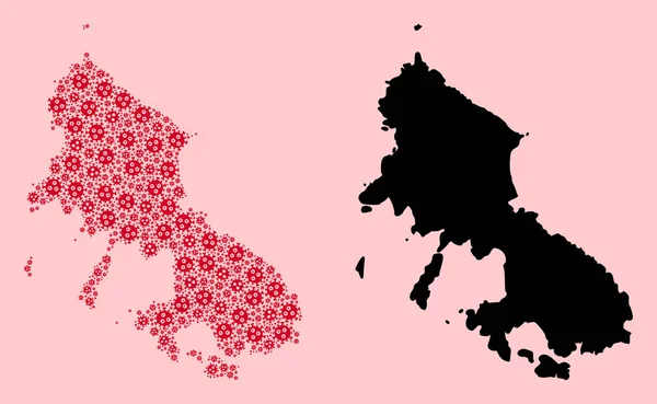 Mapa Vector Mosaic da Ilha Skyros de Partículas Covid e Mapa Sólido —  Vetores de Stock