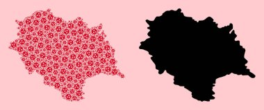 Himachal Pradesh SARS Virüs Simgeleri ve Katı Haritası Vektör Kolajı