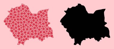 Polonya 'nın Salgın Virüs Parçaları ve Solid Haritasının Vektör Mozaik Haritası