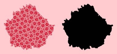 Cuenca 'nın Grip Virüsü Simgeleri ve Katı Haritası Vektör Kolajı