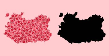 Ciudad 'ın Vektör Kolajı Gerçek Covid Simgeleri ve Katı Haritası