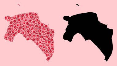 Covid Simgeleri ve Solid Haritası 'nın Groningen ili Vektör Mozaik Haritası