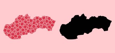 Virüs Simgeleri ve Solid Haritası Slovakya Vektör Kolajı Haritası