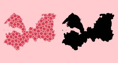 SARS Virüs Ögeleri ve Solid Haritası Leningrad Bölgesi Vektör Mozaik Haritası