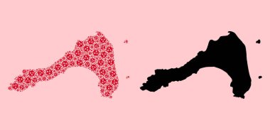 Vector Mozaik Koh Lipe of Grip Virüsü Simgeleri ve Katı Haritası