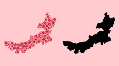 Vector Mozaik Moğolistan Enfeksiyon Parçaları ve Sağlam Harita Haritası