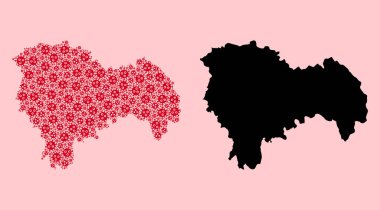 Guadalajara 'nın Covid Parçacıklarının Vektör Kolajı Haritası ve Katı Harita