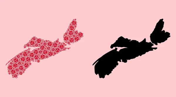 Vector Collage Kaart van de Nova Scotia provincie van uitbraak delen en solide kaart — Stockvector