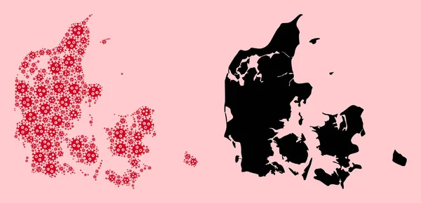 Векторная коллективная карта Дании с иконами вспышек и карта Рида — стоковый вектор