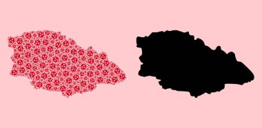 Covid-2019 Virüs Parçacıkları ve Katı Harita 'nın Vektör Mozaik Haritası