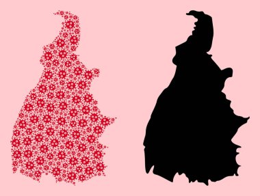 Vector Mozaik Tocantins Coronavirus Bölgeleri Haritası ve Katı Harita