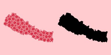 Salgın Virüs Parçacıkları Nepal Kolajı Haritası ve Katı Harita