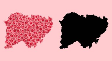 Salamanca Eyaleti Vector Kolaj Haritası Covid Öğeleri ve Solid Haritası