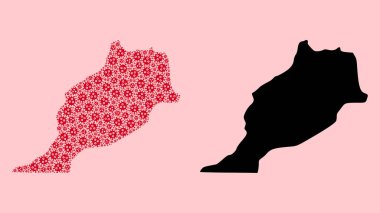 Covid-2019 Virüs Parçaları ve Solid Harita Fas Vektör Kolajı