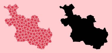 Overijssel vilayeti Overijssel 'in Vektör Mozaik Haritası Grip Virüsü Parçacıkları ve Katı Harita