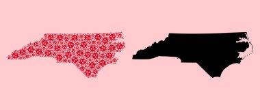 Kuzey Carolina Grip Eyaleti 'nin Vektör Mozaik Haritası Virüs Simgeleri ve Katı Harita