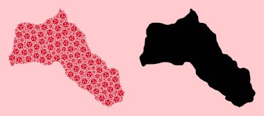 Kürdistan Virüs Öğeleri ve Solid Haritası Vektör Mozaik Haritası