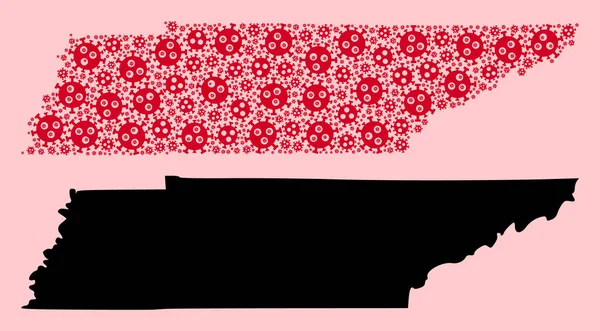 Mapa wektorowa kolażu ikon stanu Tennessee i mapy stałej — Wektor stockowy