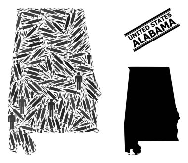 Aşı Mozaik Alabama Eyaleti Haritası