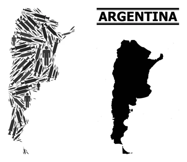 Jeringa Mosaico Mapa de Argentina — Vector de stock