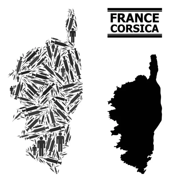 Vaccination Mosaik Karta över Korsika — Stock vektor