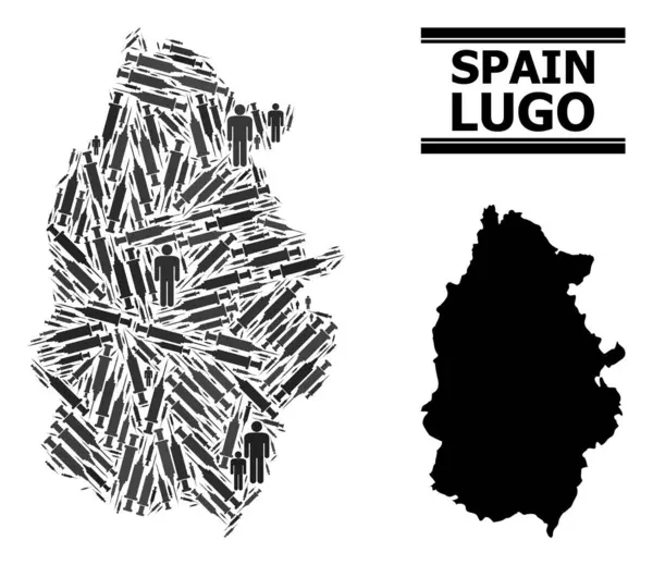 Vaccination Mosaic Map of Lugo Province — Stock Vector