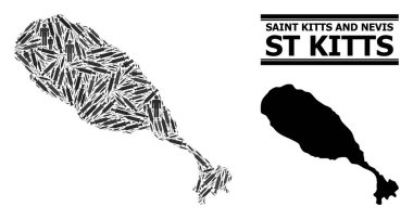 St. Kitts Adası Şırınga Mozaik Haritası