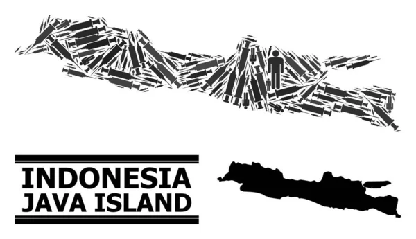 Mozaika terapii wirusowej Mapa wyspy Java — Wektor stockowy