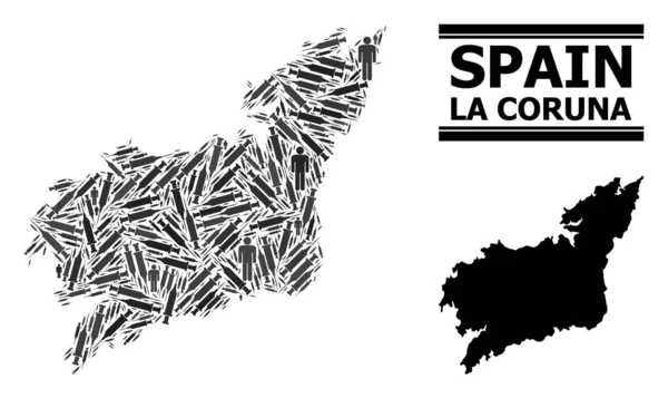 Covid-2019 Tratamento Mosaico Mapa da Província de La Coruna —  Vetores de Stock