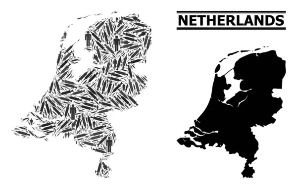 Inoculation Mosaic Mapa de Países Bajos — Archivo Imágenes Vectoriales