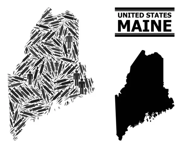 Impfung Mosaik Karte von Maine State — Stockvektor