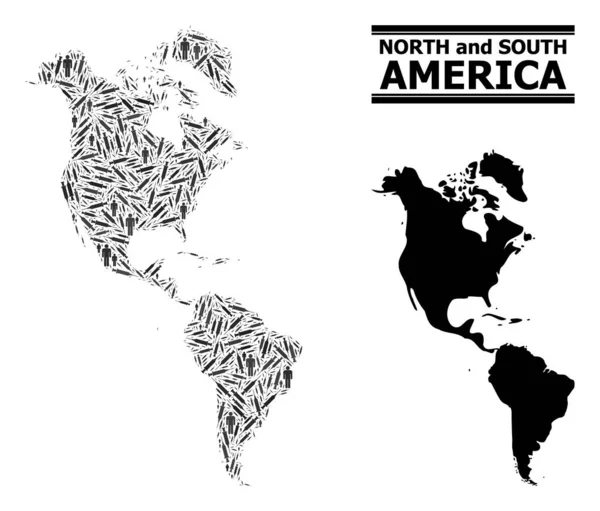 Jeringa Mosaico Mapa de América del Sur y del Norte — Archivo Imágenes Vectoriales