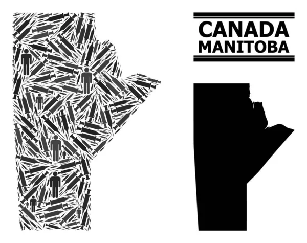 Inoculation Mosaic Map of Manitoba Province — стоковий вектор
