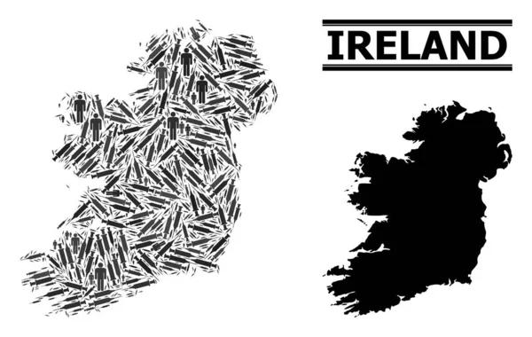 Mapa da vacina Mosaico da Ilha da Irlanda —  Vetores de Stock